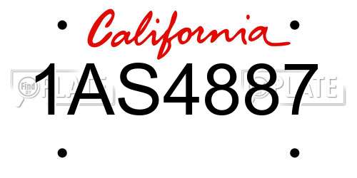 1AS4887 California License Plate