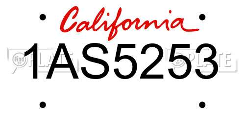 1AS5253 California License Plate