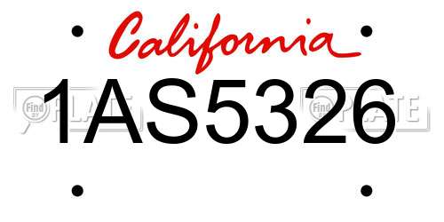 1AS5326 California License Plate