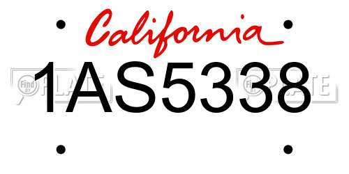 1AS5338 California License Plate