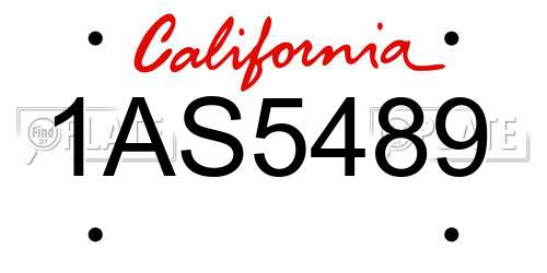 1AS5489 California License Plate