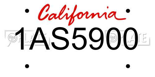 1AS5900 California License Plate
