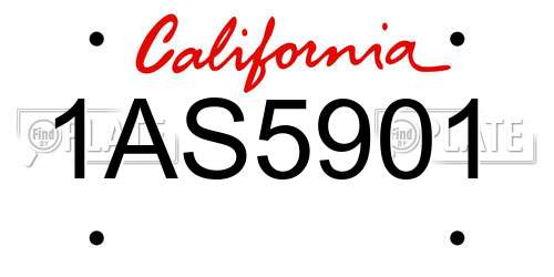 1AS5901 California License Plate