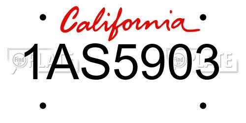 1AS5903 California License Plate
