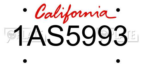 1AS5993 California License Plate