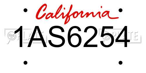 1AS6254 California License Plate