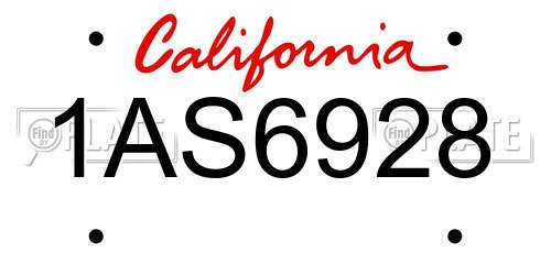 1AS6928 California License Plate