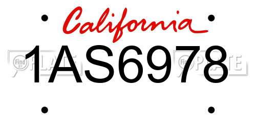 1AS6978 California License Plate
