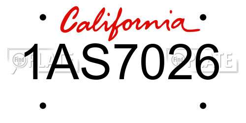 1AS7026 California License Plate
