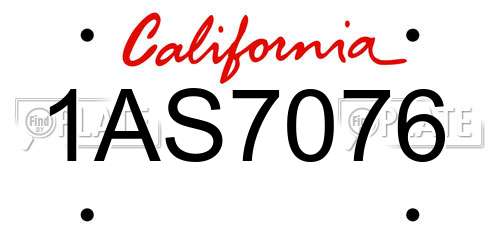 1AS7076 California License Plate