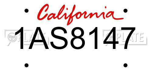 1AS8147 California License Plate