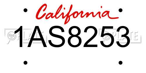 1AS8253 California License Plate