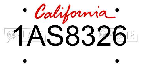 1AS8326 California License Plate