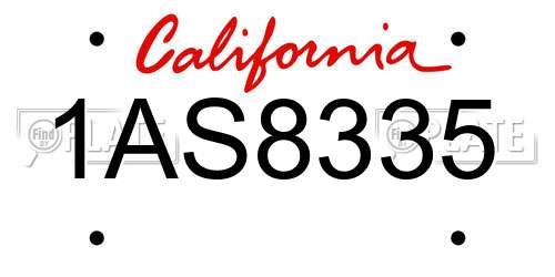 1AS8335 California License Plate