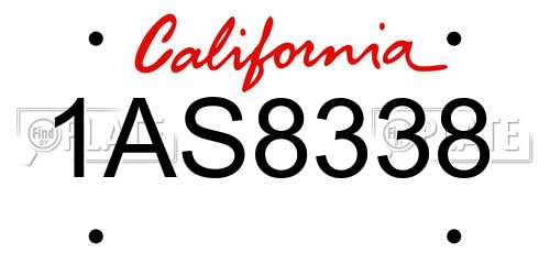 1AS8338 California License Plate