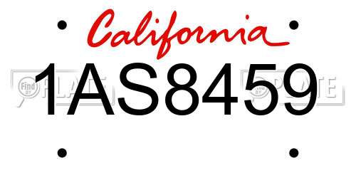 1AS8459 California License Plate