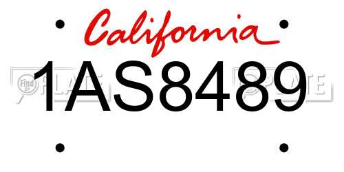 1AS8489 California License Plate