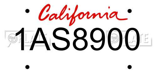 1AS8900 California License Plate