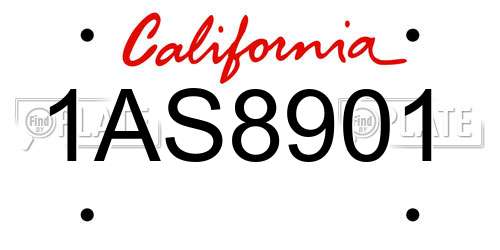 1AS8901 California License Plate