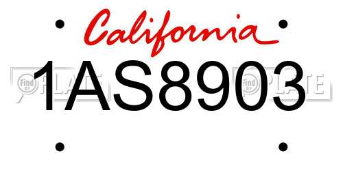 1AS8903 California License Plate