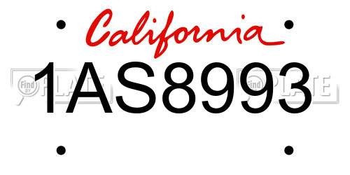 1AS8993 California License Plate