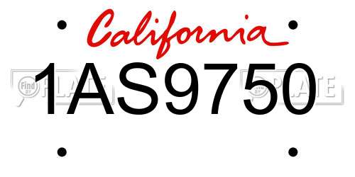 1AS9750 California License Plate