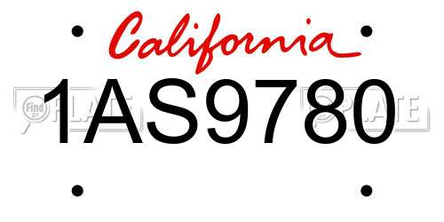 1AS9780 California License Plate