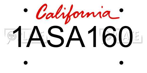 1ASA160 California License Plate