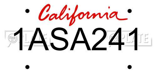 1ASA241 California License Plate