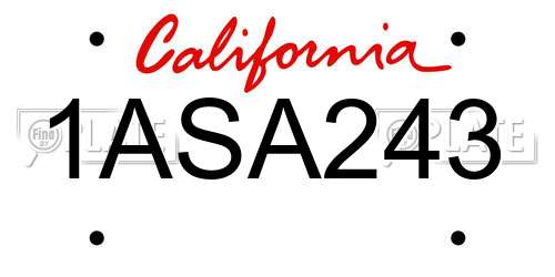 1ASA243 California License Plate
