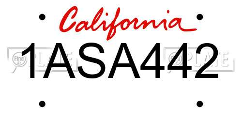1ASA442 California License Plate