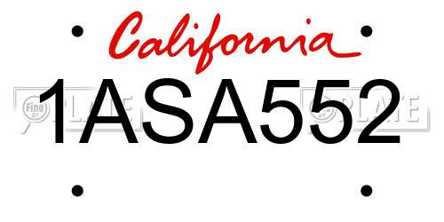 1ASA552 California License Plate