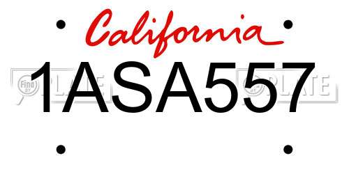 1ASA557 California License Plate