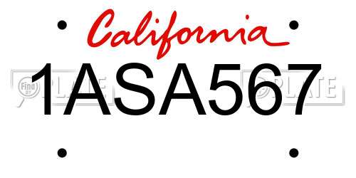 1ASA567 California License Plate