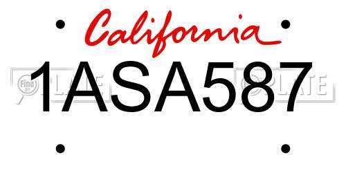 1ASA587 California License Plate