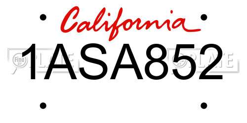 1ASA852 California License Plate