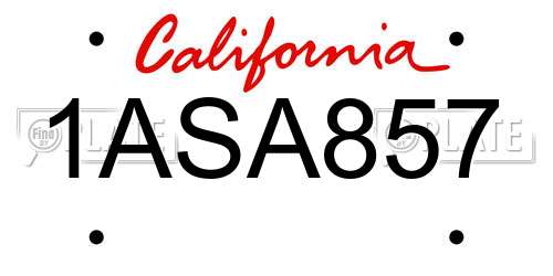 1ASA857 California License Plate