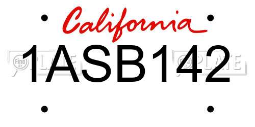 1ASB142 California License Plate