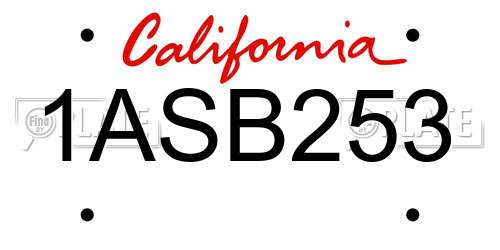 1ASB253 California License Plate