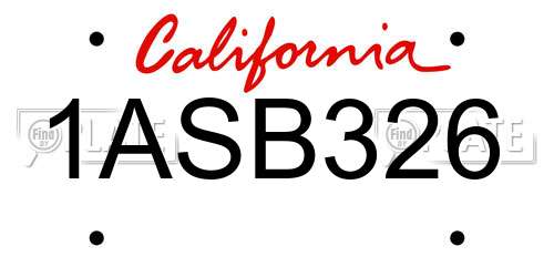 1ASB326 California License Plate