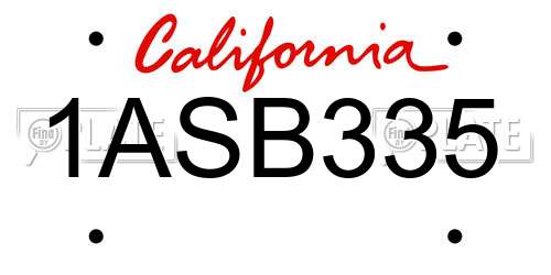 1ASB335 California License Plate