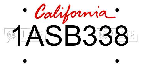 1ASB338 California License Plate