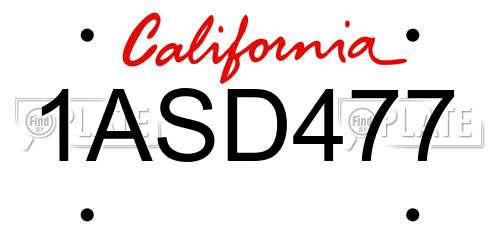 1ASD477 California License Plate