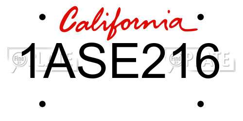 1ASE216 California License Plate