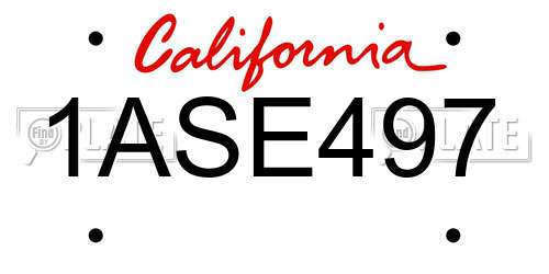 1ASE497 California License Plate
