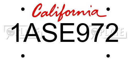 1ASE972 California License Plate