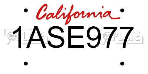 1ASE977 California License Plate