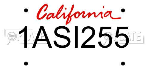 1ASI255 California License Plate