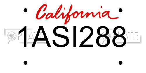 1ASI288 California License Plate