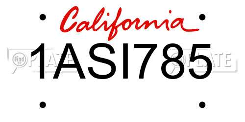 1ASI785 California License Plate